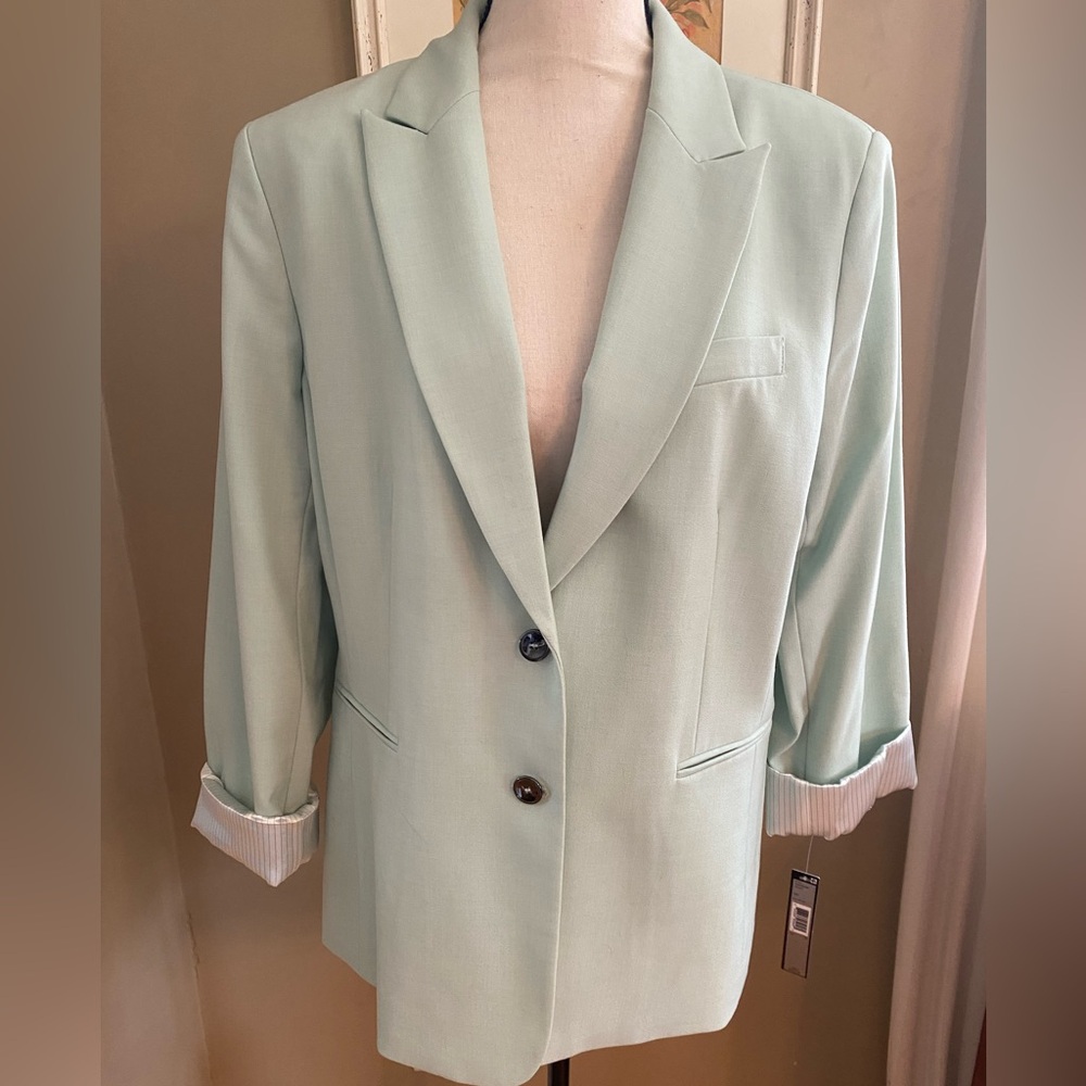 TAHARI Women's Sea Foam Mint Green Women’s Blazer Suit Jacket Size: 16 NEW